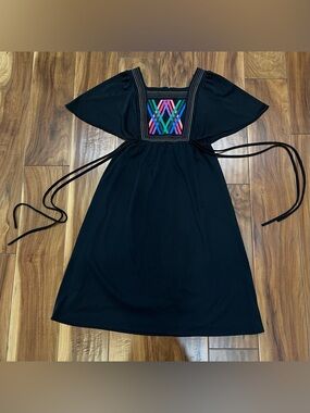 GUC vintage 1970s rainbow ribbon midi dress Women’s S Hippie butterfly sleeve